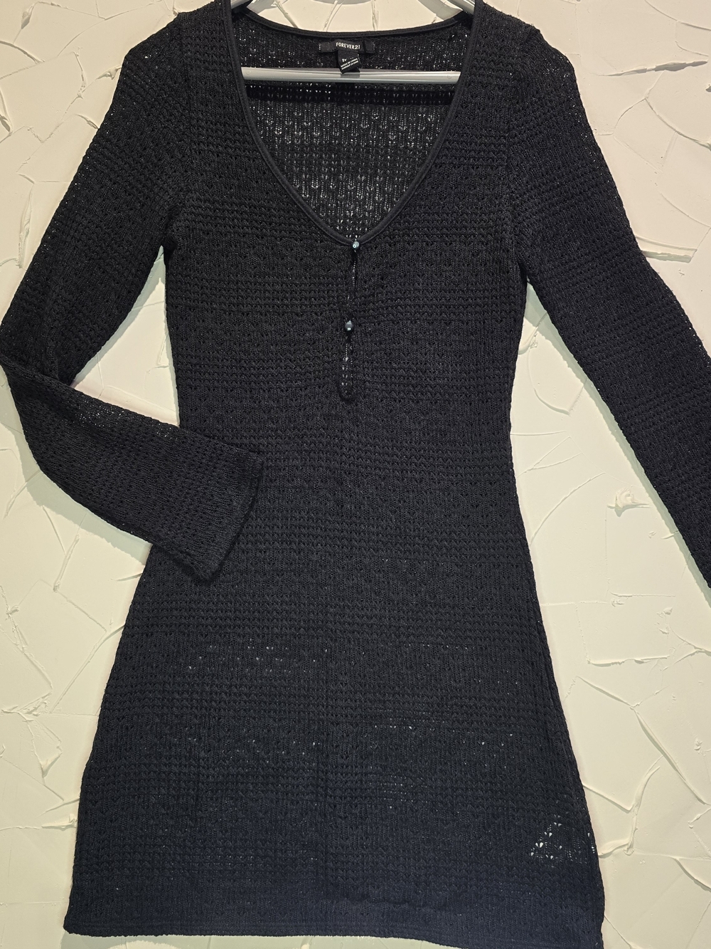 Black Knit Long Sleeve Cover Up